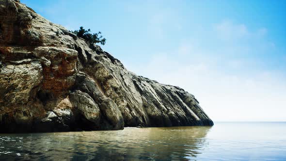 Beautiful Rocky Cliff in the Middle of the Sea