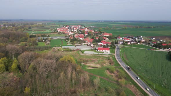 Aerial View of Small Non Urban Village in Europe