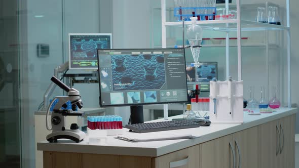 Empty Laboratory Space with Biochemistry Equipment