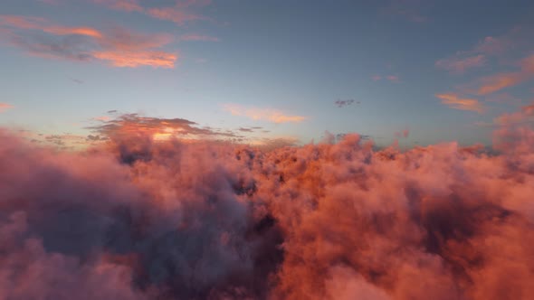 Flying in The Cinematic Sunset Golden Clouds alt