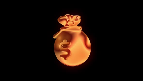 3D Money Bag with Dollar Sign Psychedelic Animation for NFT