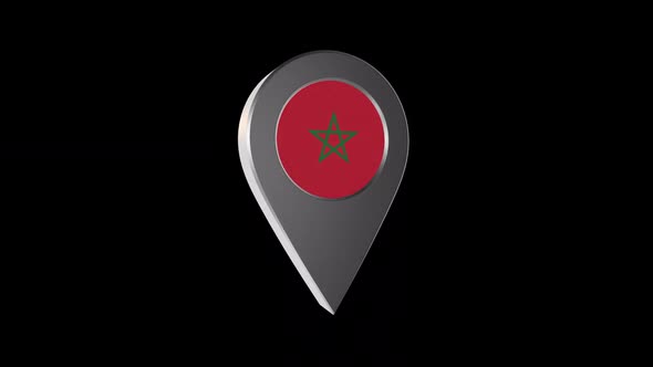 3d Animation Map Navigation Pointer With Morocco Flag With Alpha Channel - 2K