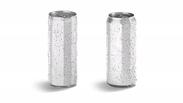 Blank white 450 ml and 500 ml soda can , looped rotation