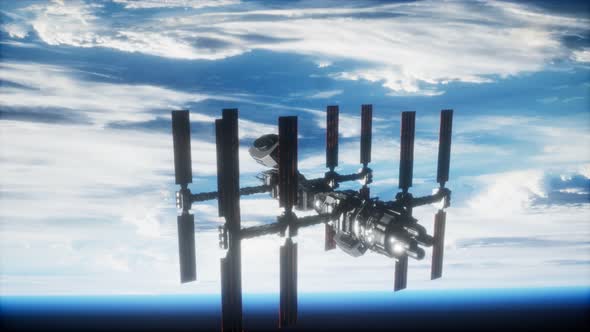 International Space Station in Outer Space Over the Planet Earth