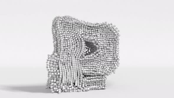 Collapsing Ruble Sign Made of Blocks alt