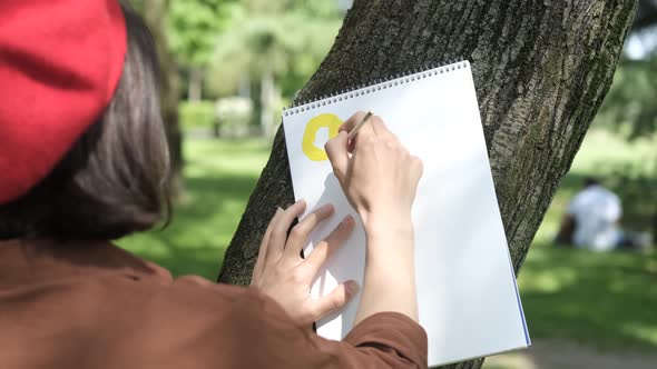 Drawin On A Tree Trunk