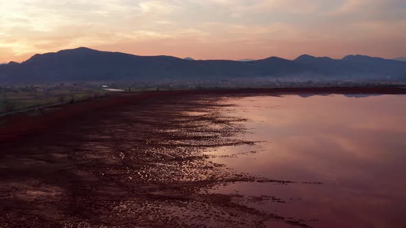 Industrial toxic waste pond of bauxite tailings (red mud) - sludge is environmental hazard