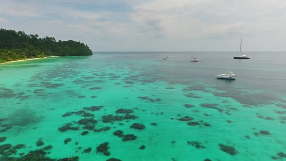 Beach, Corals and Sea on Tropical in Thailand