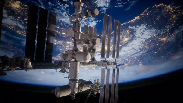 Earth and Outer Space Station Iss