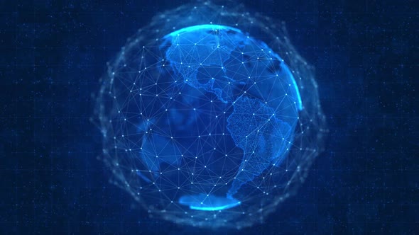 Digital world Particle Earth Hologram Technology Concept  alt