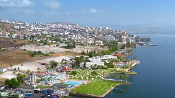 The City of Tiberias in Israel and the Sea of Galilee