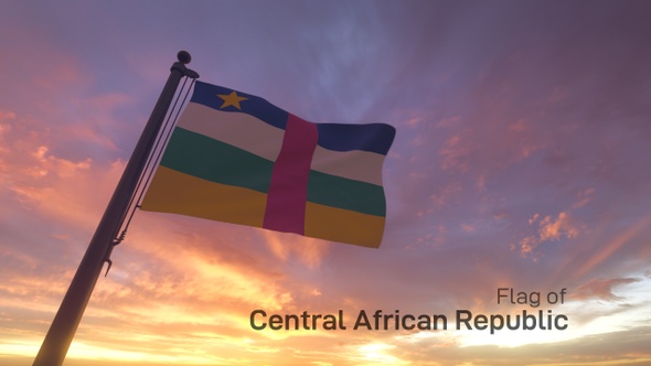 Central African Republic Flag on a Flagpole V3 - 4K