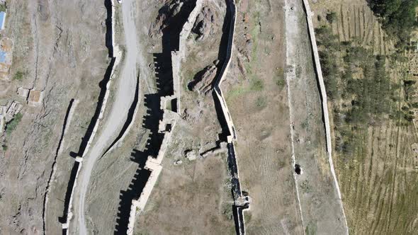 aerial view historic castle ruins