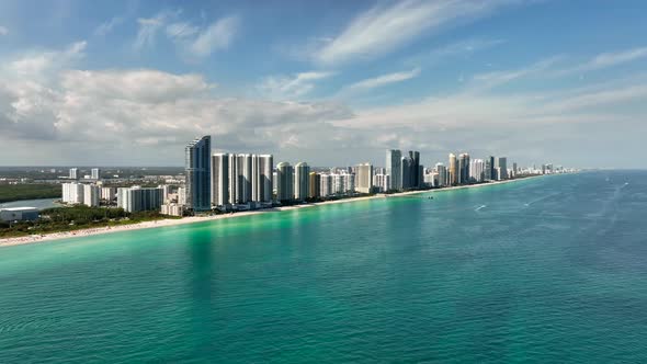 Aerial video Miami Beach with vast ocean landscape