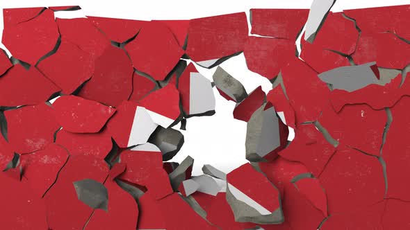 Destroying Wall with Painted Flag of Switzerland alt