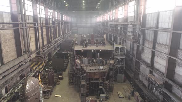 Large Old Repaired Fishing Vessel with Equipment in Dock