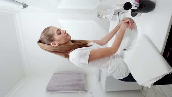 Beautiful Woman Washing Hands and Wiping Hands / Videohive