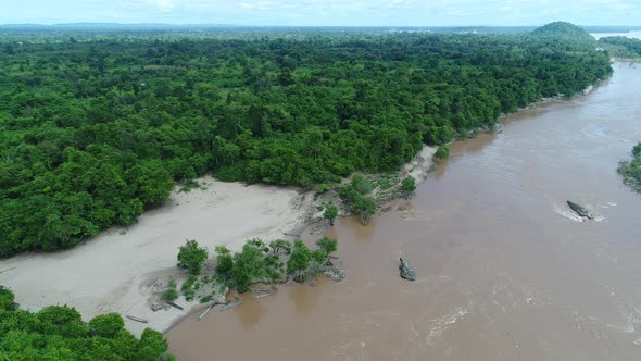 4.000 islands near Don Det in southern Laos seen from the sky