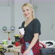 Smiling Female with Paper Cup in Workshop - VideoHive Item for Sale