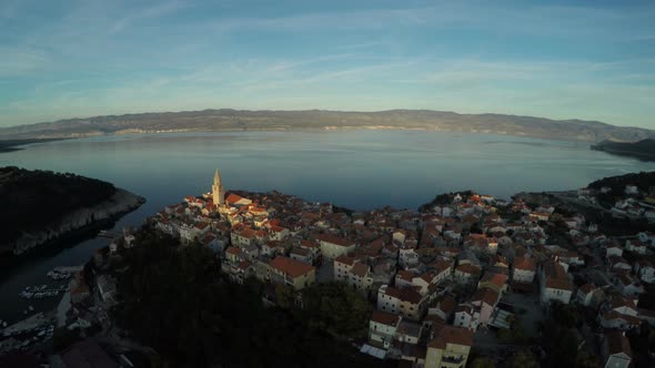 Aerial view of Vrbnik Town by the sea