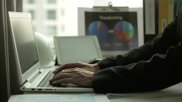 Man Using Laptop Working Typing