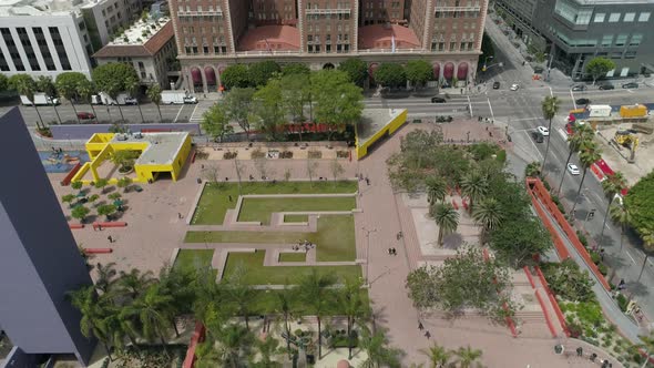 Aerial view Pershing Square in Los Angeles