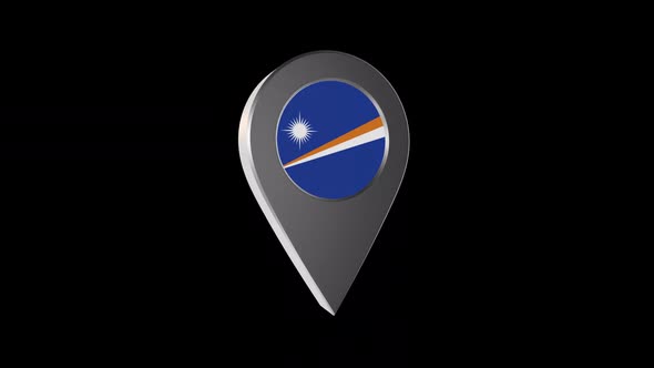 3d Animation Map Navigation Pointer With Marshall Islands Flag With Alpha Channel  - 2K