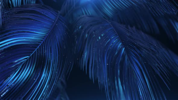 Blue-violet Abstract Palms with Glitter