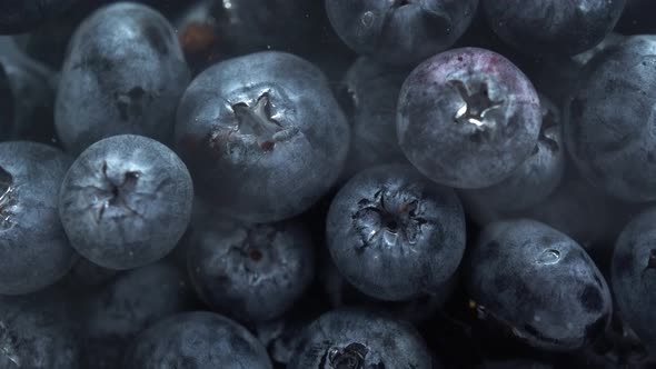 Macro Rotating Blueberries In Water