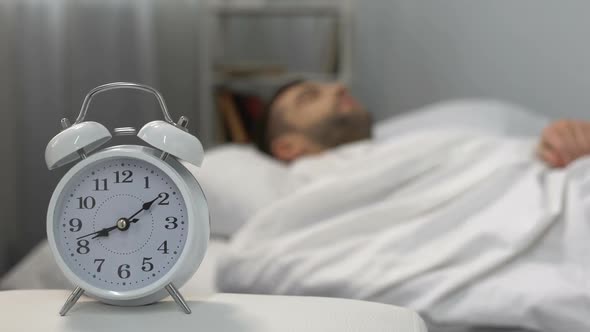 Alarm Clock Ringing in Morning, Waking Up Sleeping Student, Self-Discipline