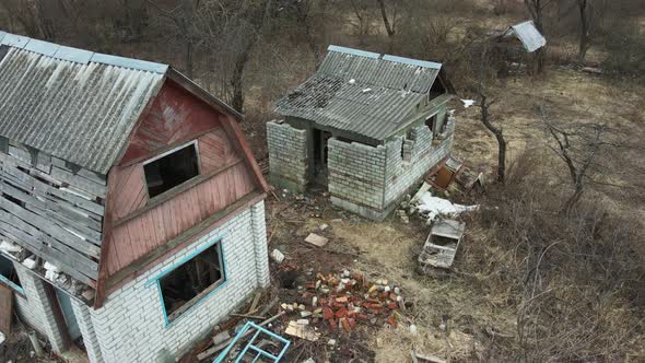 Destroyed Residential Private House Due to Explosion