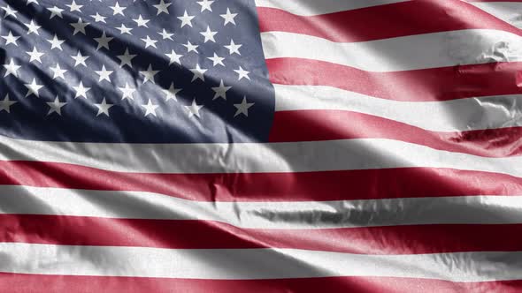 United States textile flag waving on the wind. 10 seconds loop.