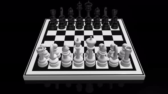 Chessboard Rotates Looped Animation With the Chess Pieces