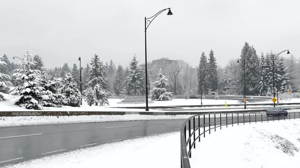 Winter Highway Exit Traffic