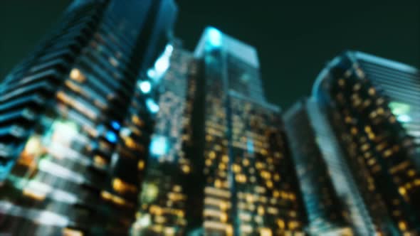 Abstract Blurred Bokeh at Night of City As for Business District Background