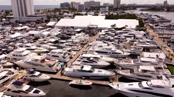 Aerial Flying Over The Boat Show Fort Lauderdale Fl