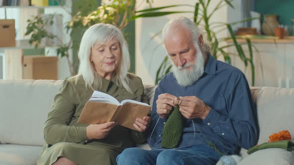 Happy Elderly Couple Spend Time Together at Home Relax Enjoy Leisure Time