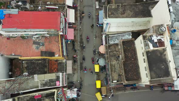 Top down view of busy street in Bangalore