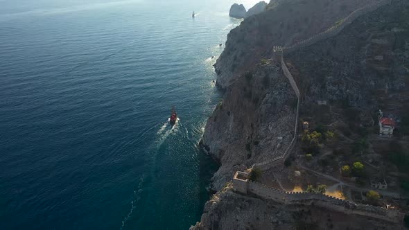 Alanya Castle Alanya Kalesi Aerial View of Mountain