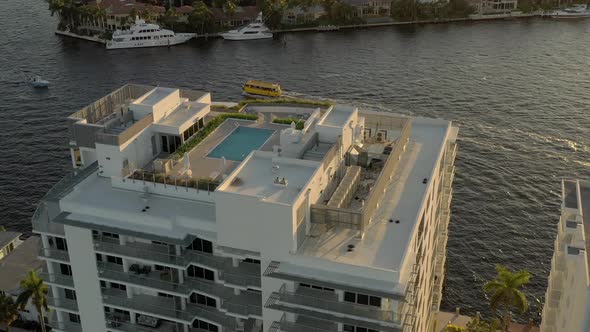 Aerial Video Rooftop Swimming Pool At The Adagio Condominium Fort Lauderdale Fl
