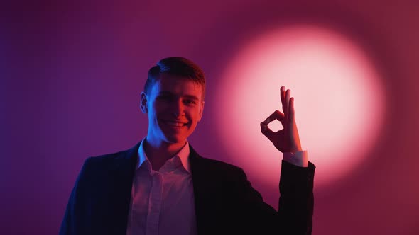 Good Choice Supportive Man Neon Light Portrait