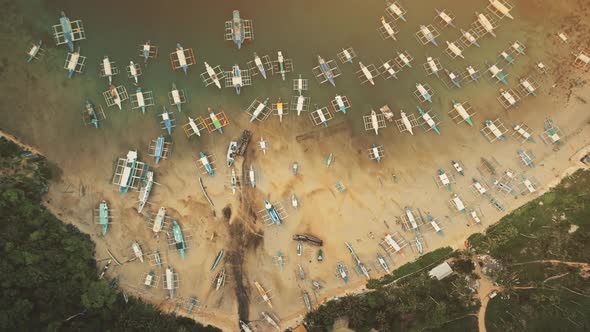 Pier Topdown Aerial with Water Transport at Sun Set Soft Light