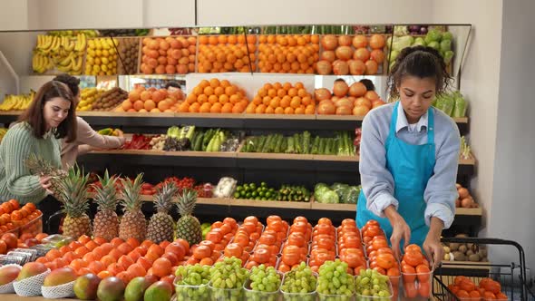 Diverse Couple of Buyers Choosing Organic Products