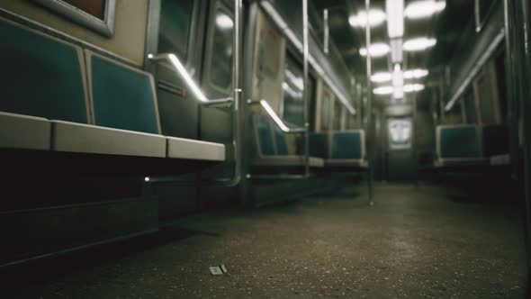 Inside of the Old Non-modernized Subway Car in USA alt