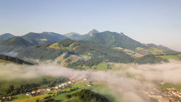 Foggy Morining in Green Rural Country