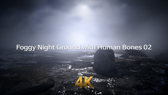 Foggy Night Ground With Human Bones 4K 02
