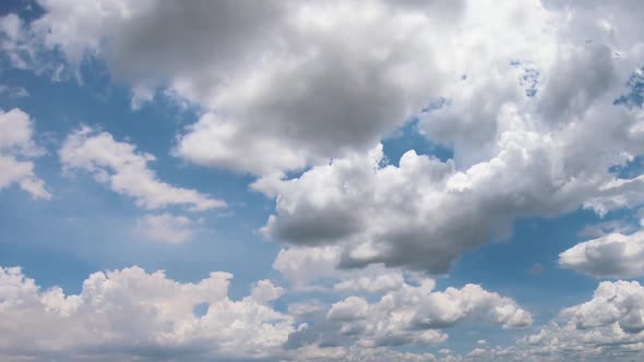 Timelapse of White Billowing Clouds in a Blue Sky