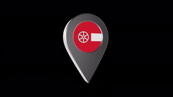 3d Animation Map Navigation Pointer With Flag Of Erfurt (Germany) With Alpha Channel - 4K
