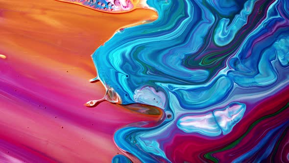 Creative Ebru Background with Abstract Acrylic Painted Waves