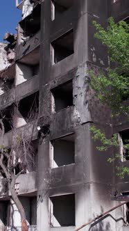 Vertical Video of War in Ukraine  Destroyed House